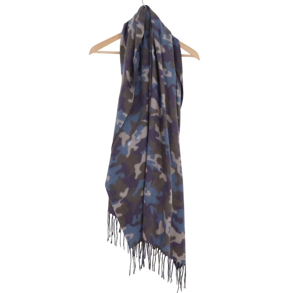 Unbranded Scarf Unisex One Size Camouflage Blue Fringed Trim Excellent